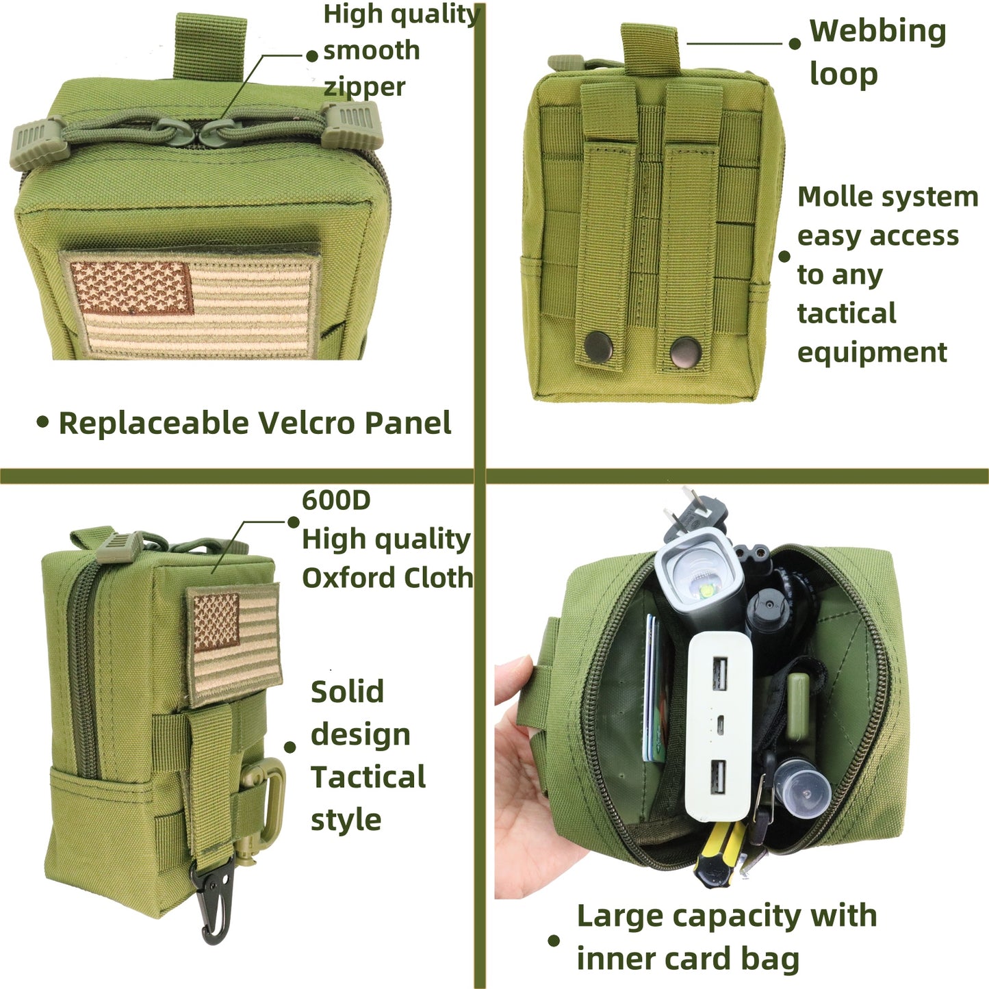 Tskijun Tactical Molle Pouch Compact EDC Bag Utility Tool Pouch Durable 600D Nylon Small Travel Bag Molle Accessories Organizer for Outdoor Activity